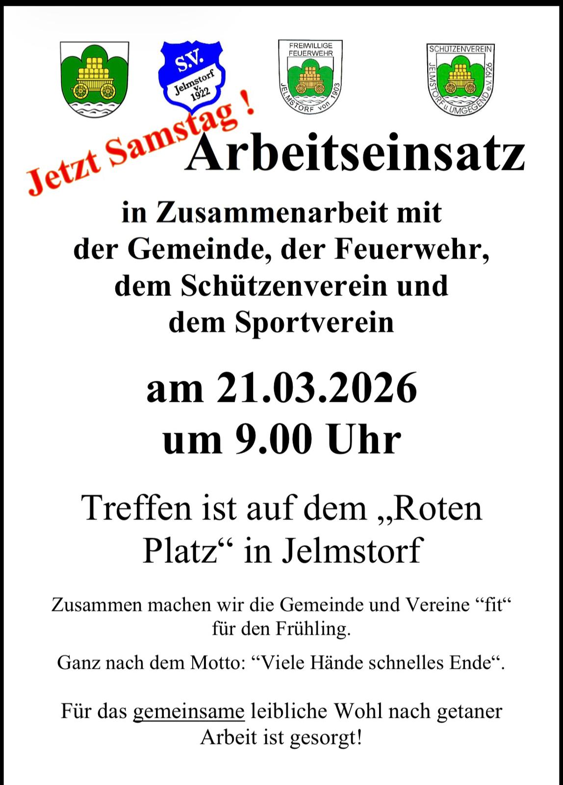 Samstag: Arbeitseinsatz